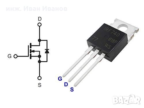 MOSFET транзистори IRF740 400V, 10A, 125W, 0R55, снимка 3 - Друга електроника - 31367698