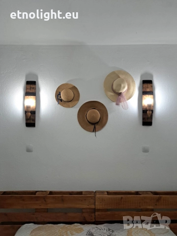 Стенни лампи аплици от автентични реставрирани бъчви с дървена чашка , снимка 18 - Лампи за стена - 40219527