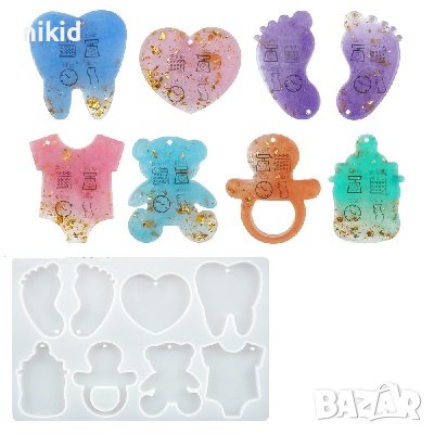 микс плоски бебешки крак зъб боди мече сърце шише биберон силиконов молд форма фондан смола висулки 