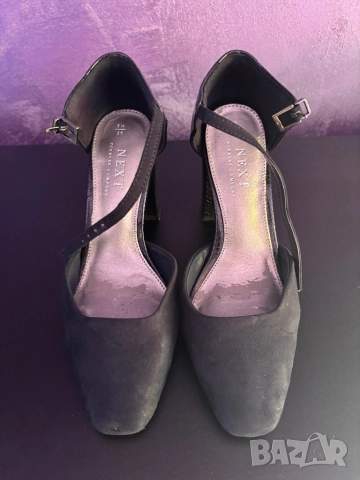 Next сини велурени обувки с дебел ток, размер 36.5, снимка 6 - Дамски обувки на ток - 52319874