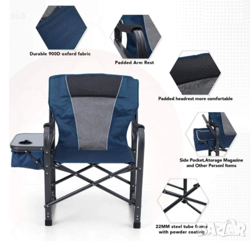 Стол + маса за къмпинг, рибарски стол, седалка, до 140кг, снимка 4 - Къмпинг мебели - 50124865