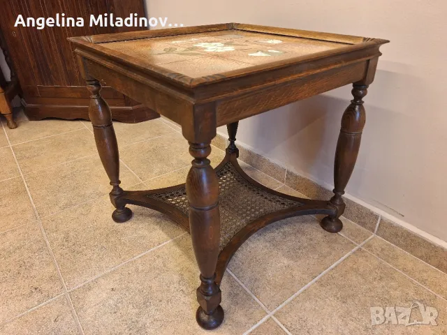 винтидж маса с плочки и ратан , снимка 3 - Маси - 48826936