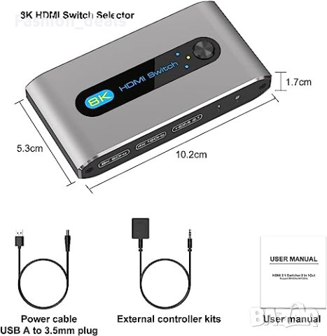Нов 8K 2 в 1 HDMI превключвател Ръчен селектор за  PS5, PS4, Nintendo Switch, снимка 6 - Друга електроника - 41959059