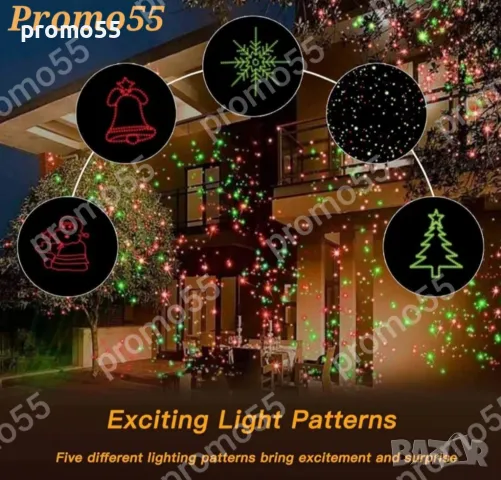 Светлинен Лазерен Проектор Декорация за Коледа 5в1, снимка 5 - Декорация за дома - 47825543