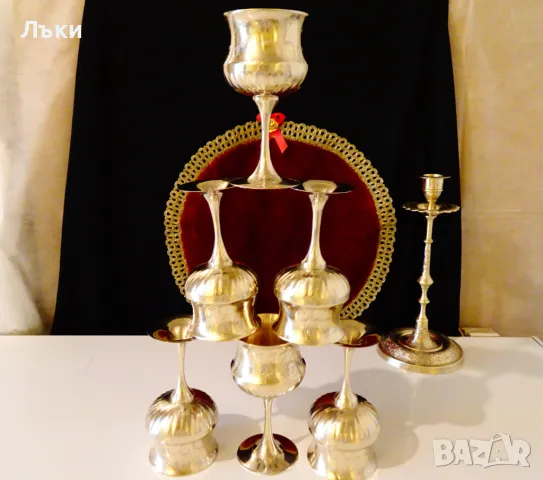 Фантастичен бронзов сервиз,чаши за вино., снимка 4 - Антикварни и старинни предмети - 48176508