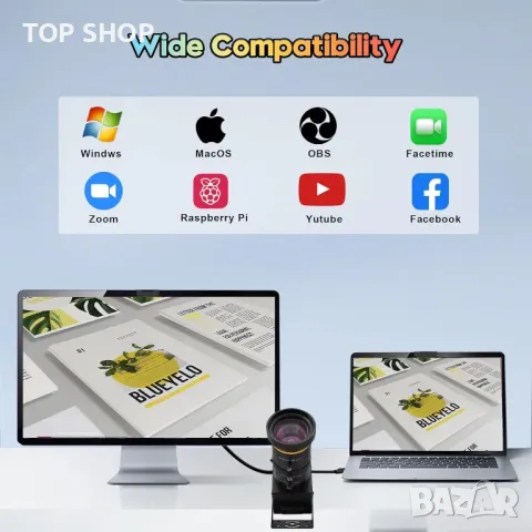 Svpro HDMI USB камера 4K 60fps USB3.0, 5-50 мм телефото обектив, 10х, снимка 8 - Камери - 49444102