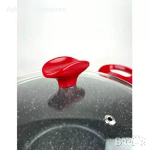 Тенджера Voltz, 3.4л./9.5л., Дълбока, Мраморно покритие, Индукция, Червен, снимка 8 - Съдове за готвене - 53293680