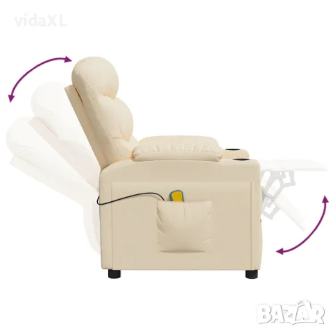 vidaXL Масажен стол, кремав, текстил, снимка 6 - Маси - 56152633