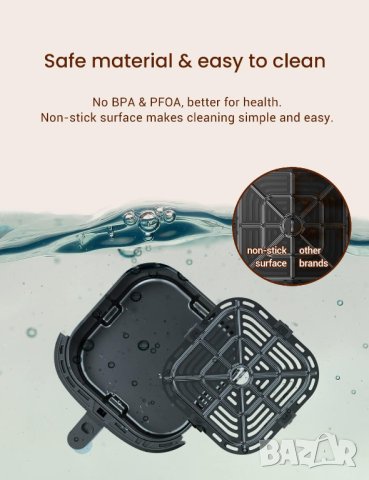 Фритюрник с горещ въздух Air Fryer Proscenic T22, 5л., Smart - НОВО, снимка 6 - Фритюрници - 41512554