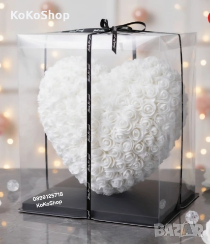 Сърце от рози в луксозна кутия с панделка– романтичен подарък, снимка 5 - Декорация за дома - 53153589