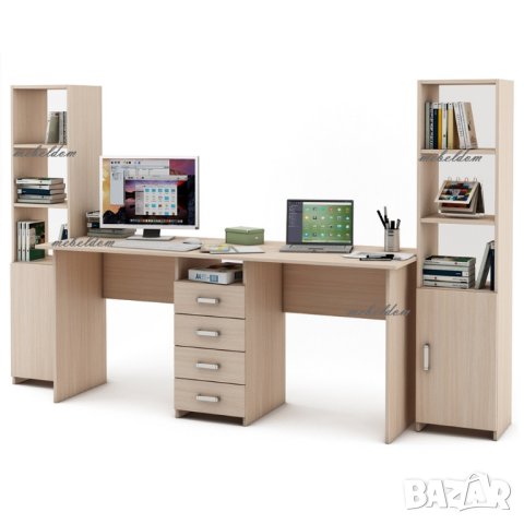 Бюро 175см. за двама,4 чекмеджета и 2 етажерки с плавни врати(код-0931), снимка 4 - Бюра - 41209166