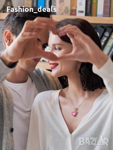 Нов Романтичен Медальон с Роза Сърцевиден Кристал - 18К Розово Злато Жени Подарък, снимка 5 - Колиета, медальони, синджири - 42742232