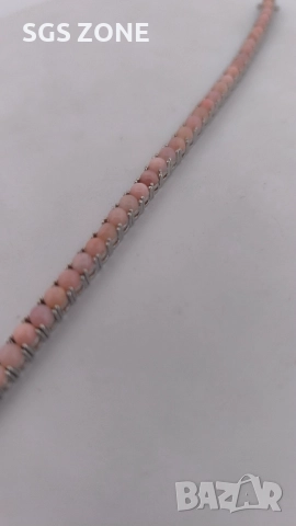 Сребърна гривна с морганит, снимка 4 - Гривни - 52552619