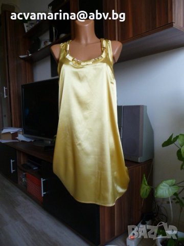 жълта рокля сатен размер М, снимка 5 - Рокли - 41160852