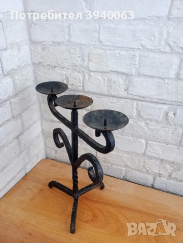 Стар свещник от ковано желязо, снимка 5 - Други ценни предмети - 53207803