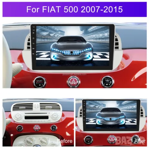 Мултимедия за Fiat 500, бяла, 2007-2015, навигация, Android, двоен дин, бял, FIAT 500C, Андроид, снимка 2 - Аксесоари и консумативи - 50333588