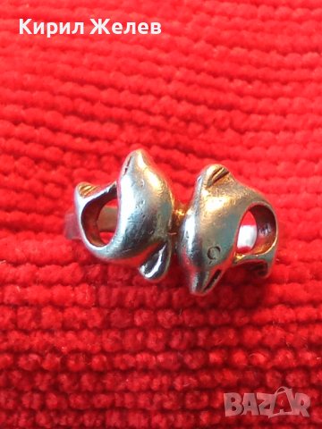 СТАР СРЕБЪРЕН ПРЪСТЕН СРЕБРО 925 ДЕЛФИНЧЕТА РЪЧНА ХУДОЖЕСТВЕНА МАЙСТОРСКА ИЗРАБОТКА АНГЛИЯ 25966, снимка 12 - Пръстени - 35746656