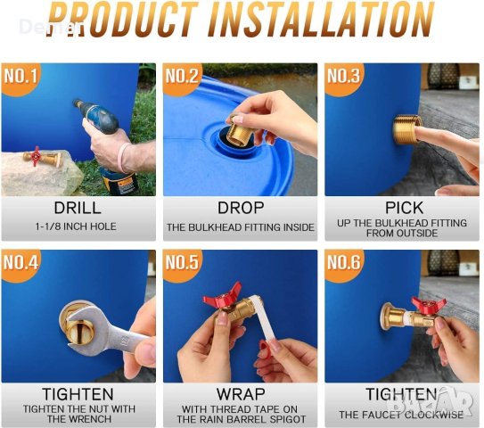 Комплект конектори и кран, месингови водни задници за варели с 2 тръби, снимка 8 - Други - 41573527