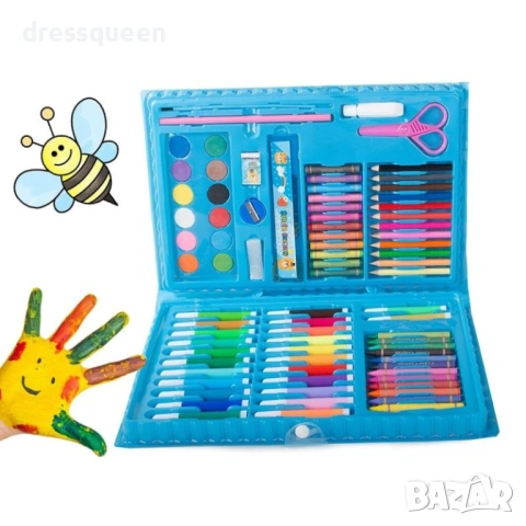4730 Комплект за рисуване и оцветяване от 86 елемента – преносим куфар, 34 x 24 см, снимка 8 - Рисуване и оцветяване - 53779232