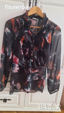 Нежна,ефирна и флорална дамска блуза р-р S+колие, снимка 3 - Блузи с дълъг ръкав и пуловери - 42714848