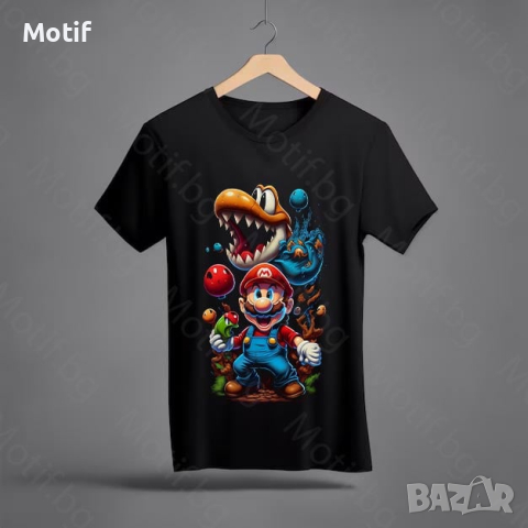 Тениска Motif с цветна щампа Super Mario 5 / Супер Марио 5, снимка 1 - Тениски - 44768511