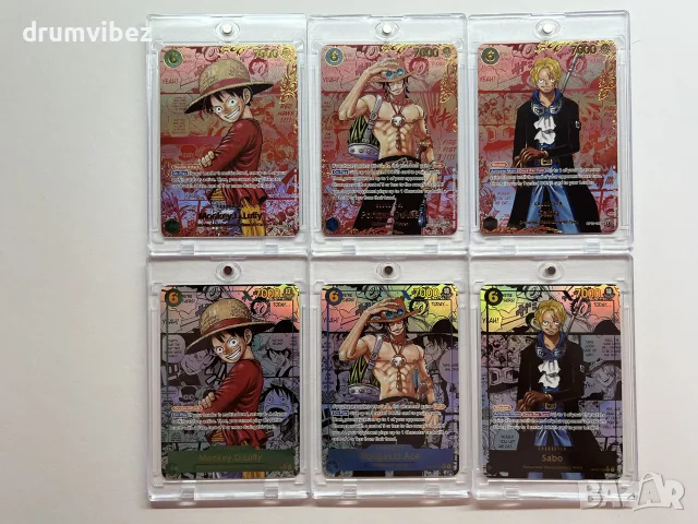 One Piece Cards- Monkey.D.Luffy,Portgas.D.Ace & Sabo, снимка 3 - Колекции - 55752299