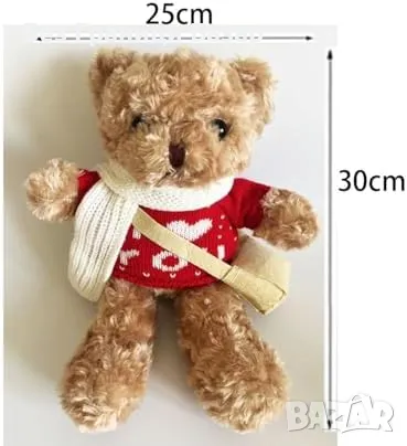 Ново очарователно плюшено мече – мека играчка за подарък 30 см Св. Валентин, снимка 3 - Романтични подаръци - 48892317