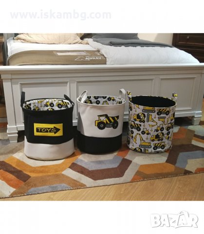 ТЕКСТИЛЕН ДЕТСКИ КОШ ЗА СЪХРАНЕНИЕ НА ИГРАЧКИ С БАГЕРИ И КАМИОНИ - КОД 3234, снимка 7 - Други - 33873106