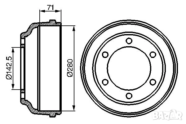 Барабан спирачен заден за FORD TRANSIT,TRANSIT TOURNEO 2.0-2.9 09.88-12.00г.№ S70063, снимка 3 - Части - 50791482