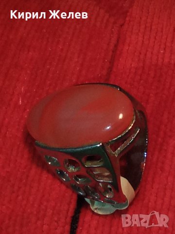 КРАСИВ НОВ ФЕШЪН АРТ ПОСРЕБРЕН СКЪПОЦЕНЕН ПРЪСТЕН с ЮВЕЛИРНО ШЛИФОВАН и ПОЛИРАН КАМЪК АХАТ 26607, снимка 8 - Пръстени - 36393684