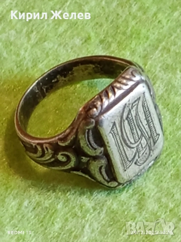 Старинен сребърен пръстен с монограм орнаментиран майсторска ръчна изработка 51830, снимка 10 - Пръстени - 52925507