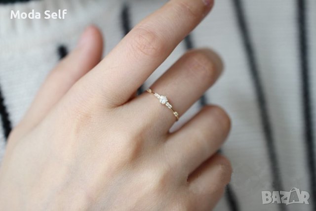  Пръстен 925 Сребърен 14K Gold Покритие, снимка 2 - Пръстени - 41000748