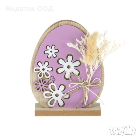 Великденска декорация, Лилаво яйце, цветя, 11x4x14.3cm