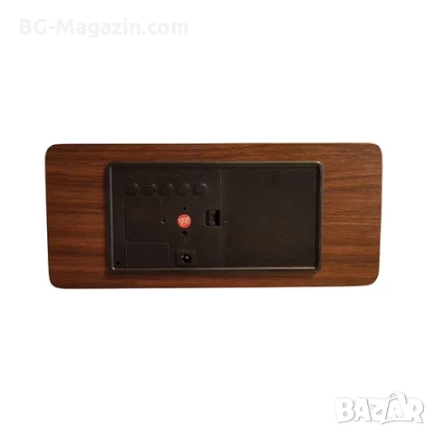 Голям LED дървен декоративен настолен часовник с температура будилник светещ на ток електронен USB, снимка 4 - Други - 51039045