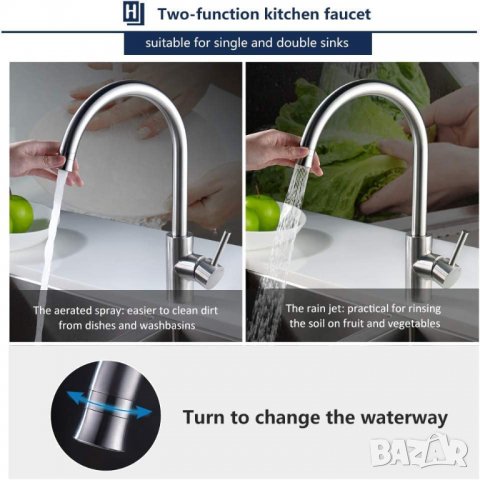 Смесител за мивка от неръждаема стомана  BS8024, снимка 5 - Други стоки за дома - 39826676