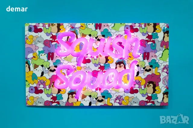 Fizz Creations Squishmallows Squish Squad, неонова табела за стена, USB захранване, LED, снимка 4 - Лед осветление - 47863714