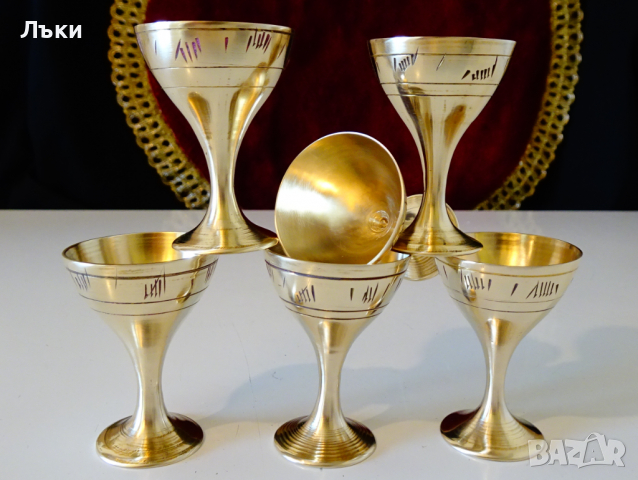 Старинен бронзов сервиз за ракия,клетъчен емайл. , снимка 7 - Антикварни и старинни предмети - 36302632