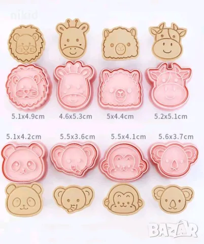 8 глава животни зоо лъв панда слон лама резци резец печат печати релеф щампа сладки форма форми, снимка 3 - Форми - 49574727