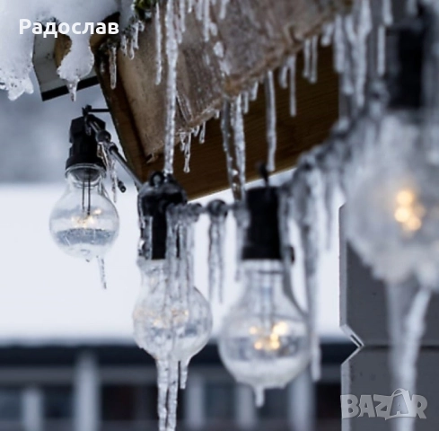 Водоустойчив гирлянд за външно осветление с 10 броя LED крушки.