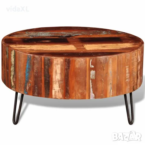vidaXL Маса за кафе, кръгла, масивно регенерирано дърво, снимка 6 - Маси - 56146324