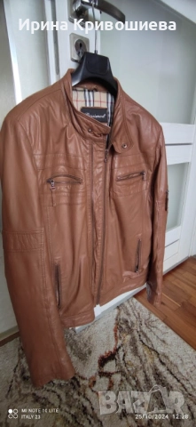 светло кафяво мъжко яке от естествена кожа L, снимка 5 - Якета - 52419374
