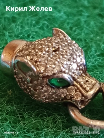 Луксозно сребърно бижу PANTHER с фасетирани кристали майстоска изработка 52409, снимка 2 - Колиета, медальони, синджири - 52847279