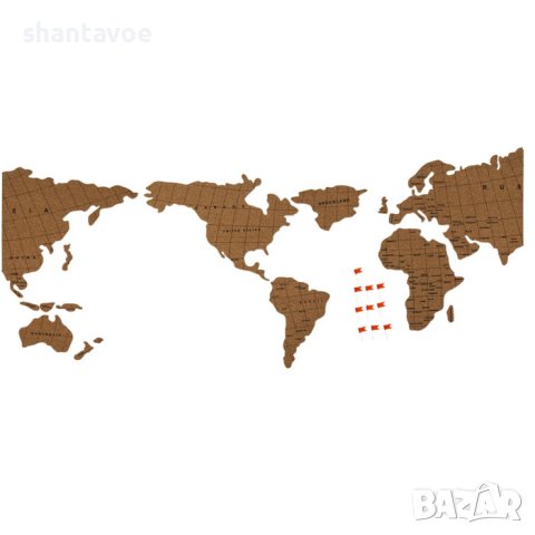 Коркова карта на света за залепяне - разделена по континенти, снимка 4 - Арт сувенири - 41421479