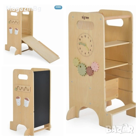  Дървена обучителна кула 4 в 1 Big Ben
Пързалка Дъска за рисуване Монтесори   , снимка 5 - Други - 44146240