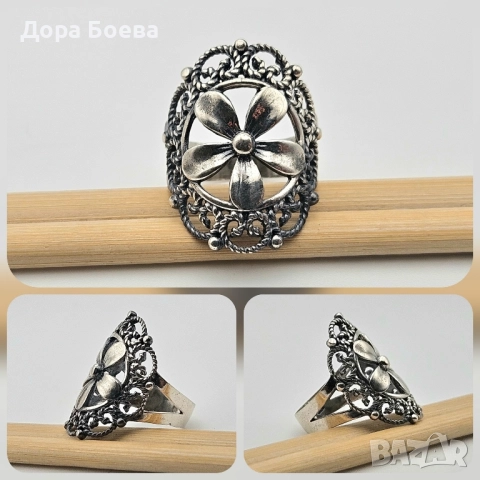 Сребърен пръстен: "Флоренция", снимка 3 - Пръстени - 52455621