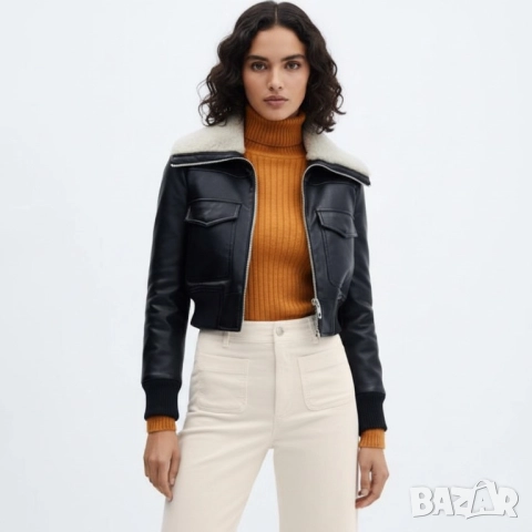 MANGO късо кожено яке, снимка 1