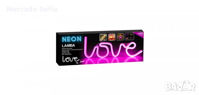Светещ LED неонов осветител LOVE с USB , снимка 5 - Лед осветление - 34459393