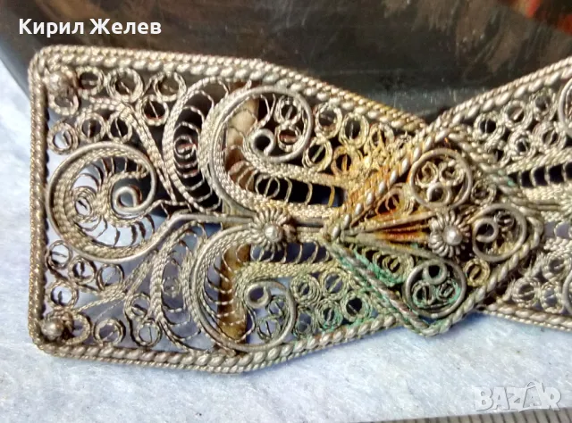 ВЪЗРОЖДЕНСКИ МАЙСТОРСКИ ФИЛИГРАННИ СРЕБЪРНИ ПАФТИ За ЕТНОГРАФСКО КОЛАНЧЕ ВИСОКА ПРОБА СРЕБРО 47559, снимка 3 - Антикварни и старинни предмети - 48473990