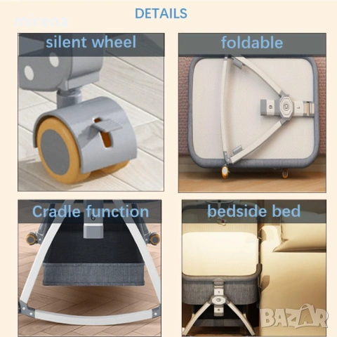 4 в 1 нощно кошче за бебе, преносимо кошара с повивалник, кошче, бебе, снимка 3 - Кошарки - 53434249