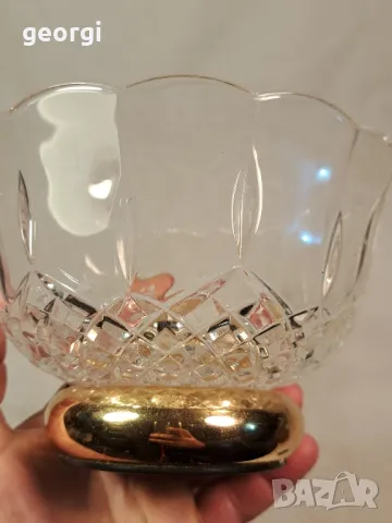 кристална купа с метален пиедестал 6/1, снимка 3 - Антикварни и старинни предмети - 49279042